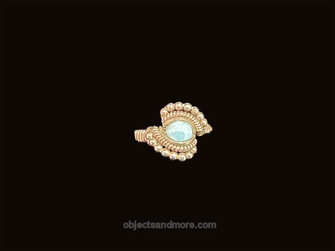 Larimar Beaded Silver Ring IN0036 by RYAN EURE